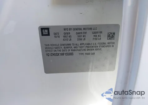 2017 Chevrolet Malibu Premier z USA, uszkodzony, nr VIN 1G1ZH5SX1HF155083